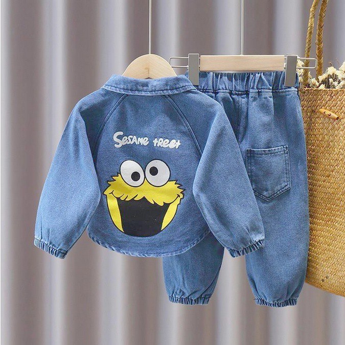 CHUBBI 63 Setelan Anak 2in1 Set Baju+Celana JEANS Panjang SESAME