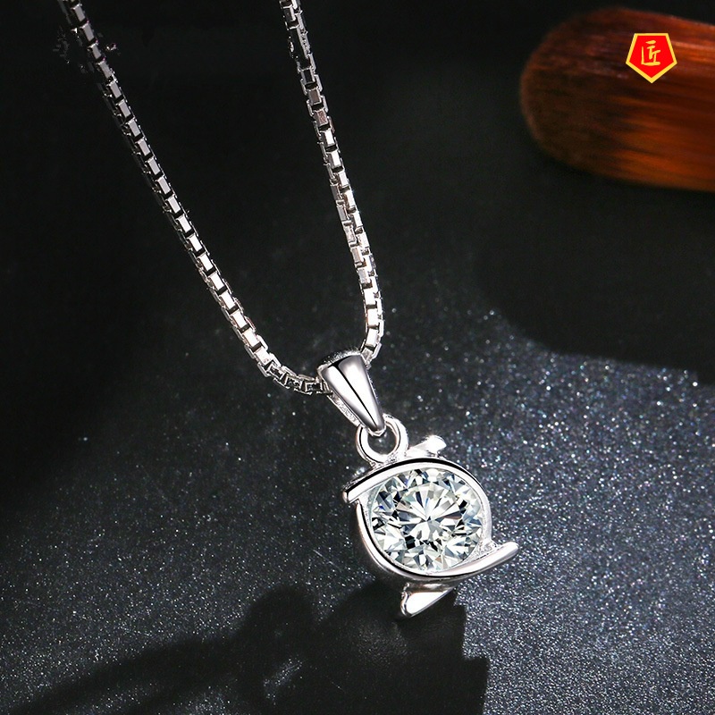 [Ready Stock]Embrace Single Diamond Necklace Korean Style Silver Pendant Simple Fashion