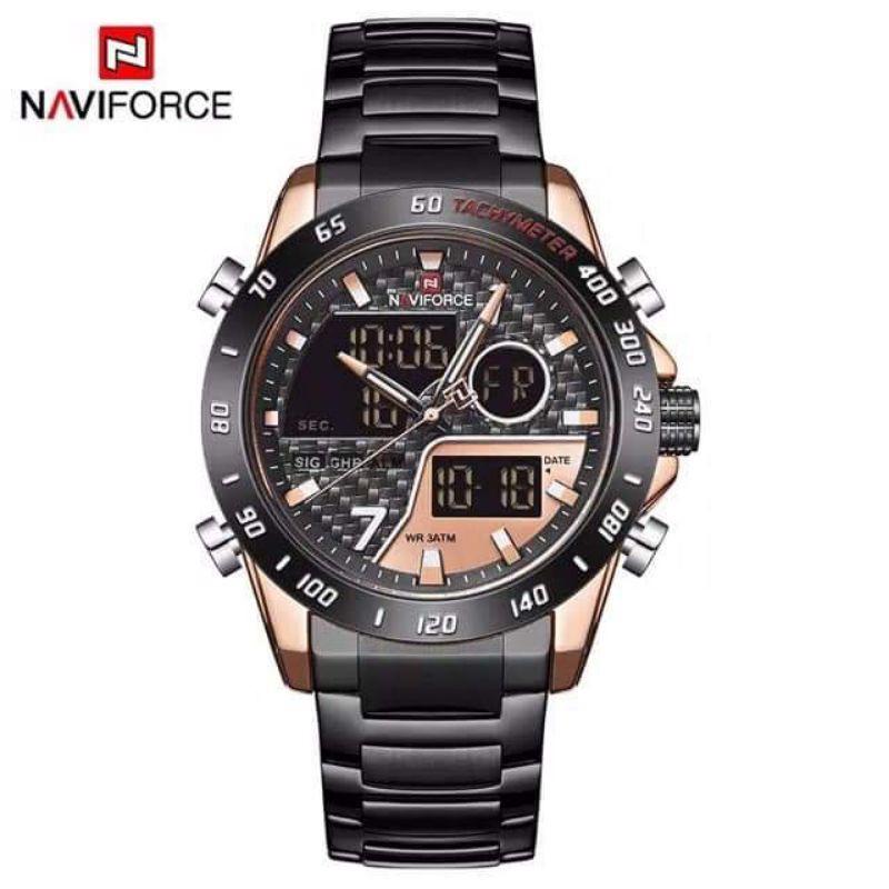 JAM TANGAN RANTAI PRIA NAVIFORCE DUALTIME 4,5CM