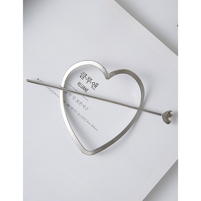 LRC Aksesoris Rambut Fashion Color Heart Shape Decorated Hair Clip F05181