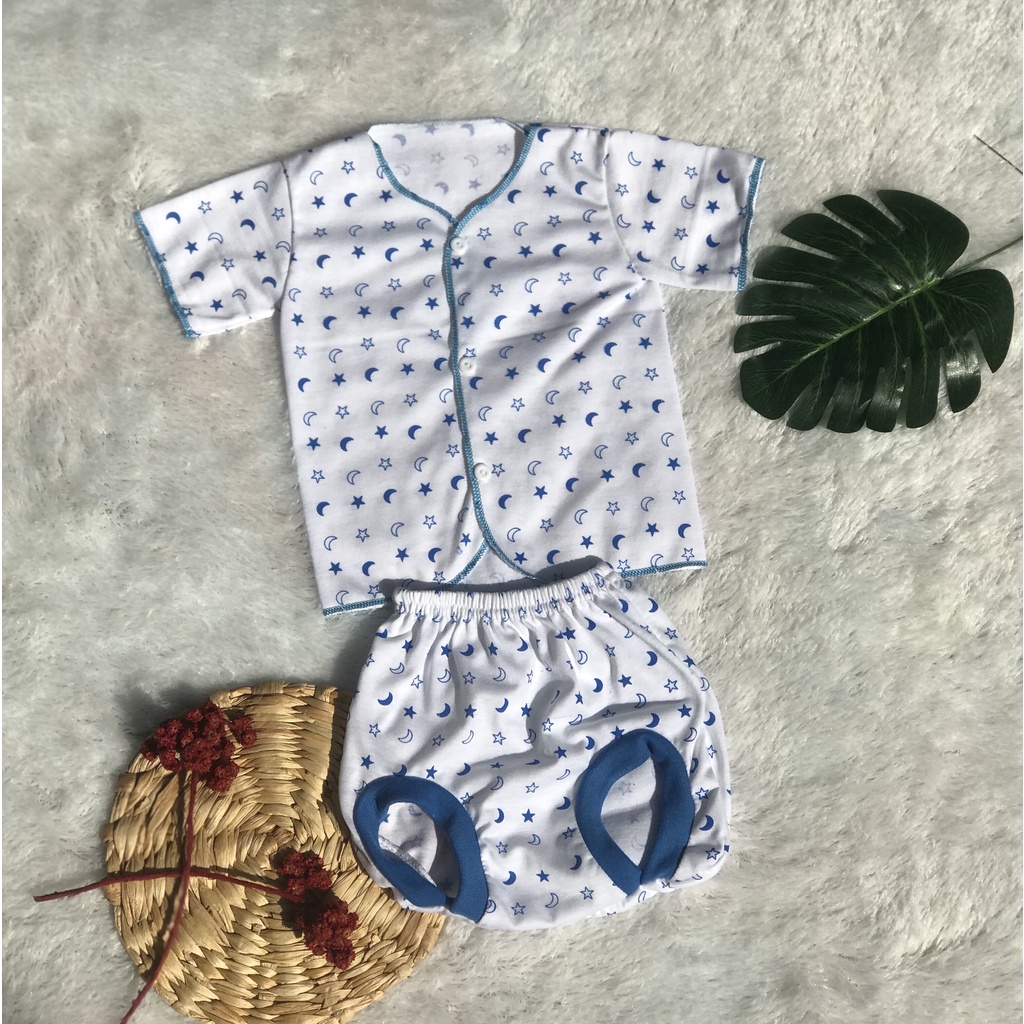 Setelan Baju Bayi Tangan Pendek Celana Pop Warna Putih Newborn Umur 0 - 6 Bulan