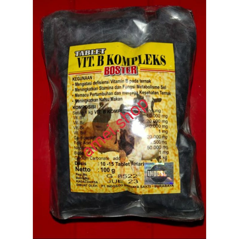 BOSTER VITAMIN B KOMPLEKS kemasa 100 gram vitamin hewan ternak sapi kerbau kambing