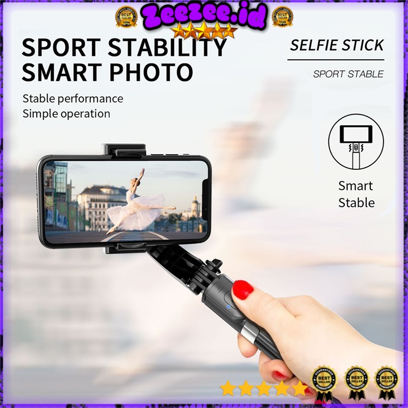 Tongsis Gimbal Stabilizer Selfie Stick Tripod Smartphone Handheld with Remote - L08 - Black