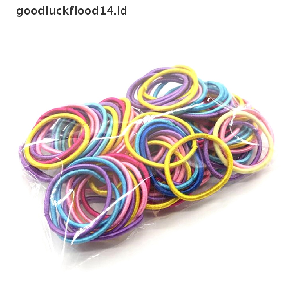 [OOID] 100pcs Girls Colorful Nylon Elastic Hair Bands Children Ponytail Holder Scrunchi ID