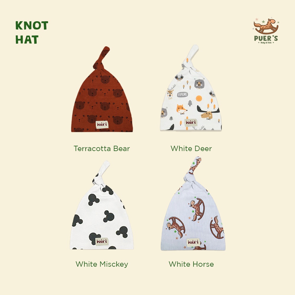 KNOT HAT NEWBORN (TOPI BAYI) PUER’S MOTIF (CODE AWALAN HURUF T-W)