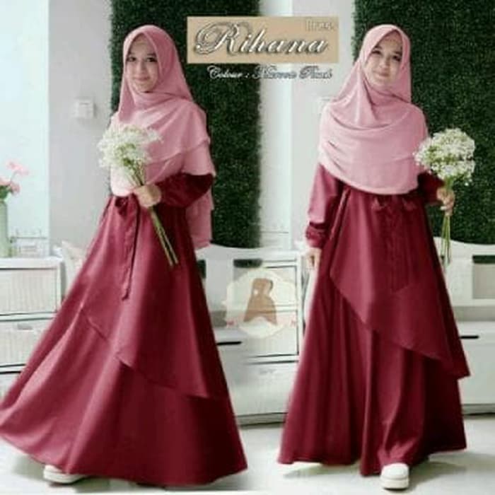 Promo  RIHANA SYARI  EP  BAJU MAXI DRESS MUSLIM BUSUI GAMIS WANITA KEKINIAN   Maroon  Limited