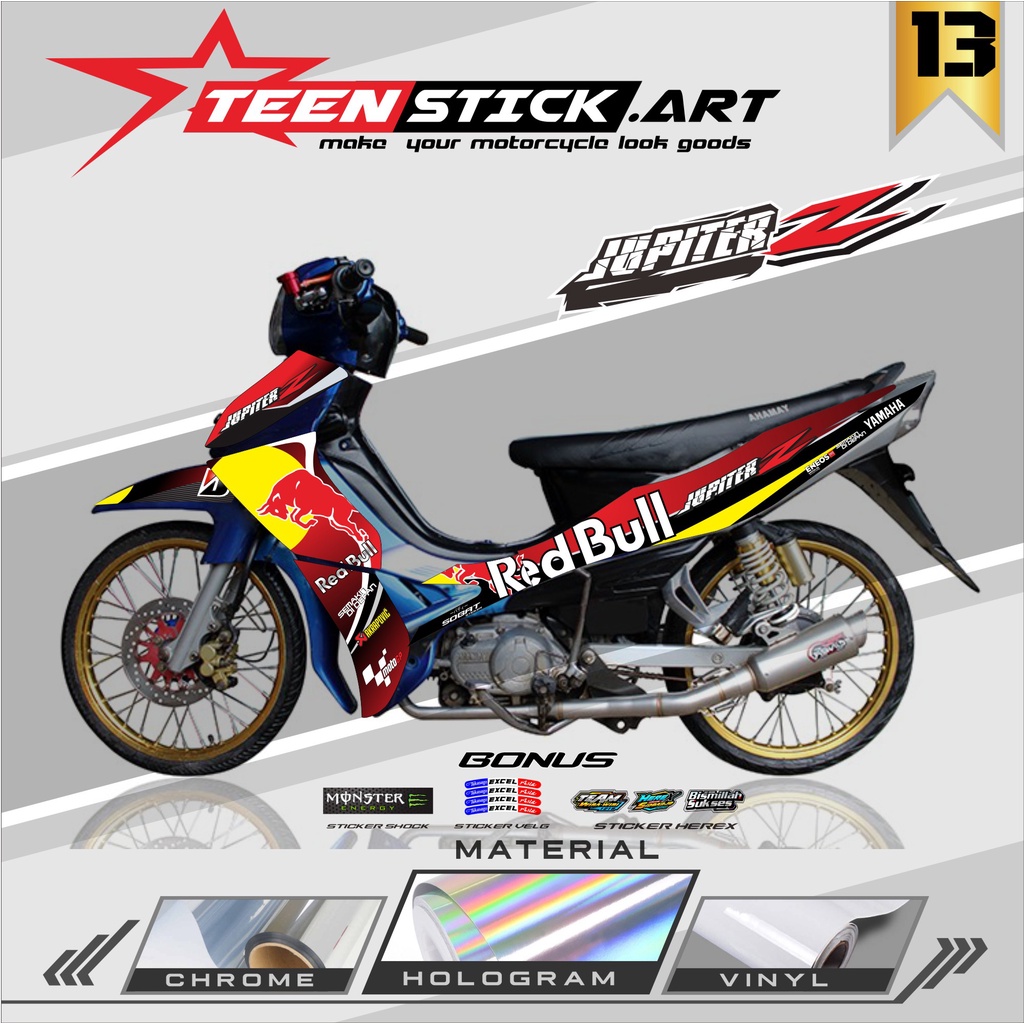 STRIPING JUPITER Z BURHAN - STRIPING HOLOGRAM YAMAHA JUPITER Z BURHAN 2006-2009 RED BULL