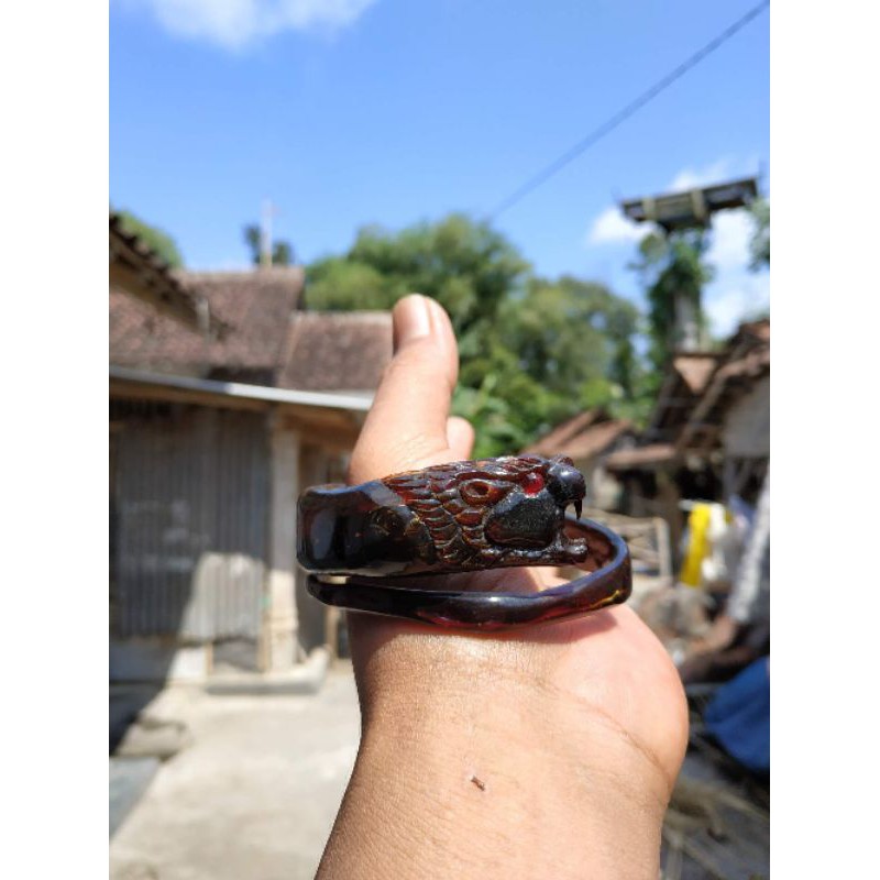 GELANG AKAR BAHAR MERAH KRISTAL UKIR MACAN