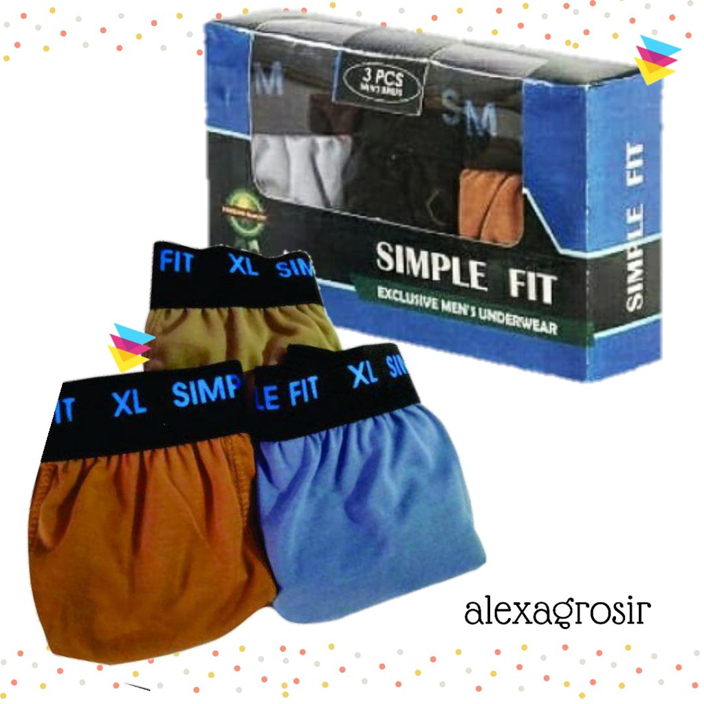 Undies Celana Dalam Pria Polos Merk Simple Fit Ukuran ampe extra jumbo size M,L ,XL,3L,  1 pcs alexa