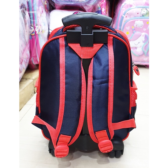 PROMO Tas Sekolah Trolley Roda Dorong Anak TK Gambar SuperHerro Body 3D TIMBUL Import