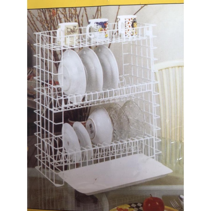 bisa cod Rak piring 3 susun kitchen set + tatakan / rak piring lemari dapur