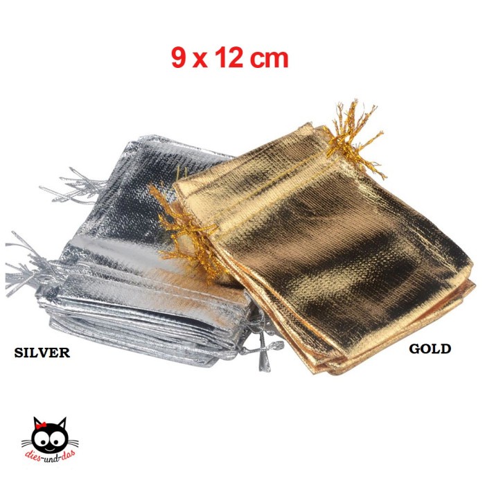 

PROMO Kantong Serut Dompet Pouch Bungkus Souvenir Gold Silver 9 x 12 cm - 9x12 gold