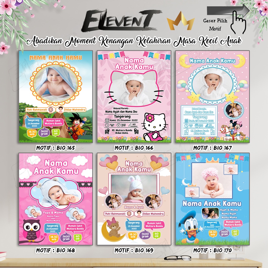 Miliki Softfile Biodata Bayi Data Kelahiran Anak Harga Terjangkau Banyak Pilihan 182 Motif Unik Tinggal Cetak Sendiri dengan data Desain bayi Newborn Baby untuk pajangan walldecor bingkai  pigura popup dllbisa Murah-165-170