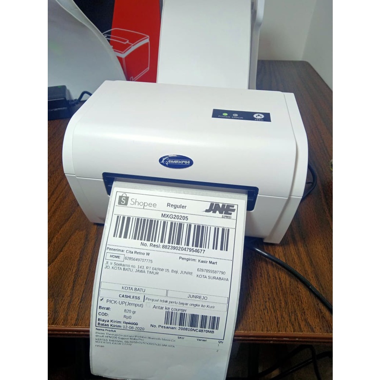 BARCODE PRINTER ALAMAT LABEL PRINTER SHARKPOS LP-9200U FREE BARCODE HOLDER 110MM /A6 USB BLUETOOTH LP 9200 STICKER RESI JNE JNT LP9200