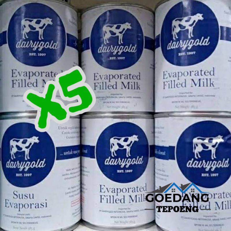 SUSU EVAPORASI DAIRYGOLD / EVAPORATED MILK DAIRYGOLD 385GR 5 KALENG