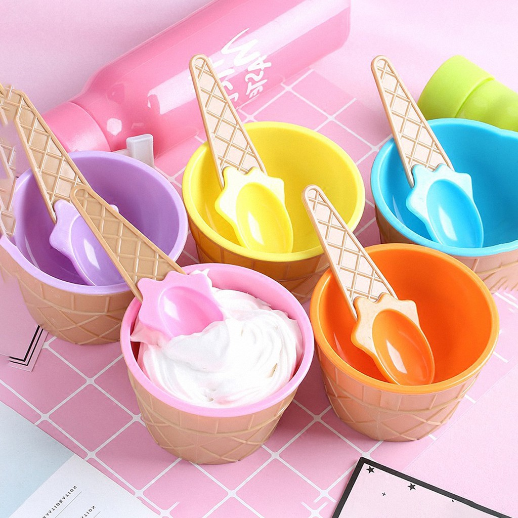 Ice cream bowl mangkok ice cream spoon set montessori bowl snack mangkok masker ice cream