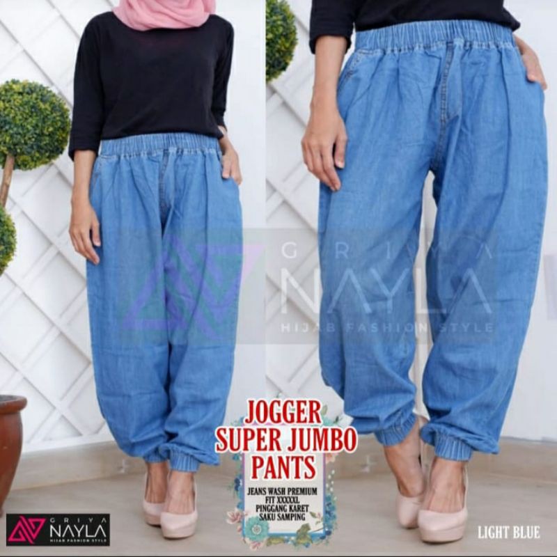 celana jumbo wanita joger jeans super jumbo jeans denim