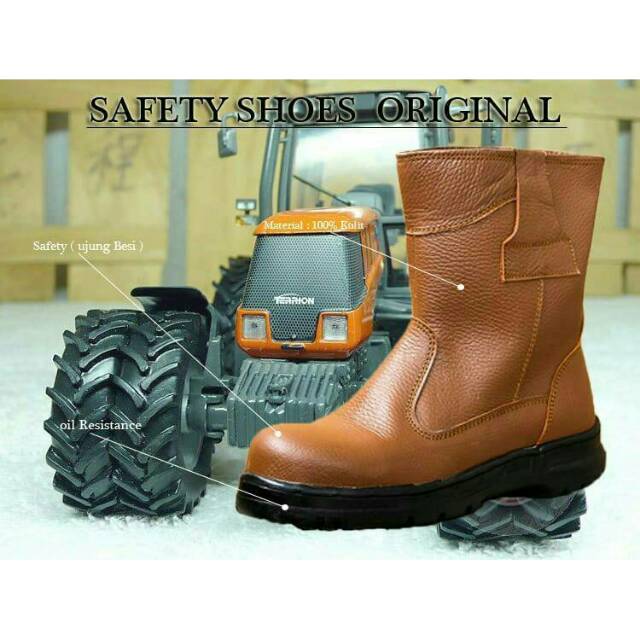 Sepatu Boots Kulit Safety Dr.Faris Original, Sepatu Pria Kerja Lapangan, Sepatu Boots Safety