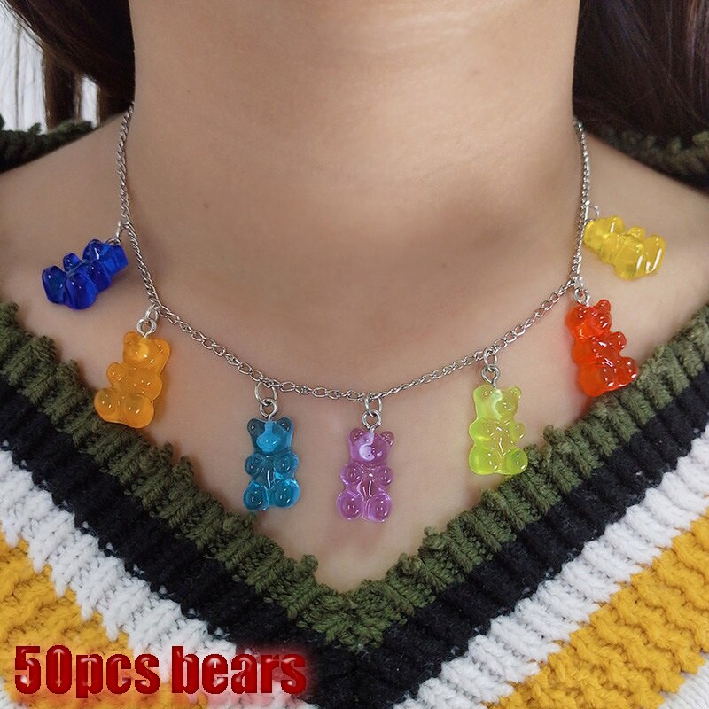 CHARMS 50pcs Liontin Bentuk Gummy Bear Untuk Kalung Gelang Dan Anting