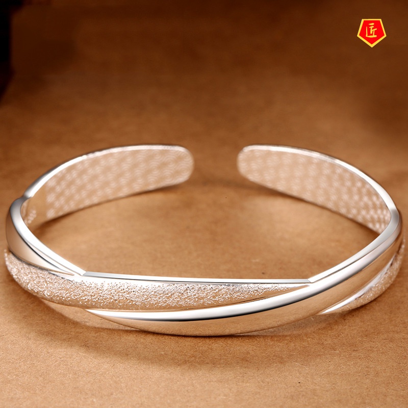 [Ready Stock]Women's New Simple Frosted 999 Silver Bracelet