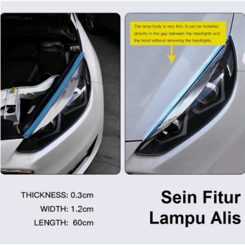 Lampu Alis LED DRL Lampu Runing Turning Mata Headlamp Mobil Lampu Depan Kepala Motor Sein 12V