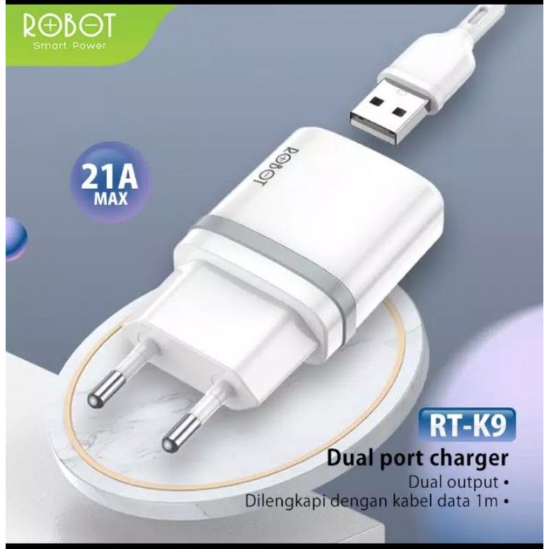 Charger Hp Robot RT-K9 Fast Charging Kabel Micro Original Casan Quick Charge - Garansi 1tahun