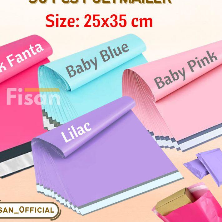 

Promo Hari Ini" 50Pcs Polymailer Warna Baby Pink Fanta Baby Blue Lilac Kantong Plastik Packing Pink