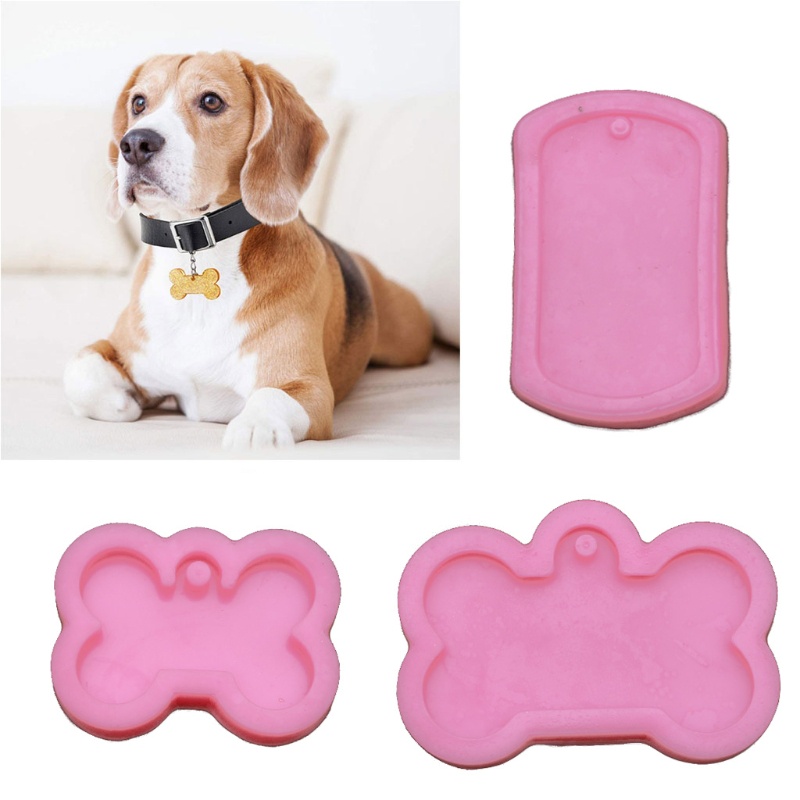 SIY  3Pcs Dog Tags Pendant Resin Casting Mold Kit Silicone Military Bone Shape Tag Pendant Keychain Mold Jewelry Making Tools