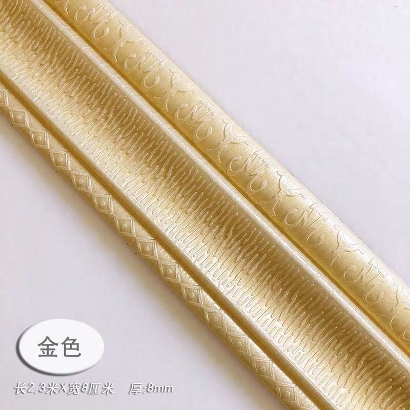 Wall Border List Foam 3D 8mm Wallpaper Tebal List Dinding Border Plafon Stiker Dekorasi Dinding-Border Garis Gold