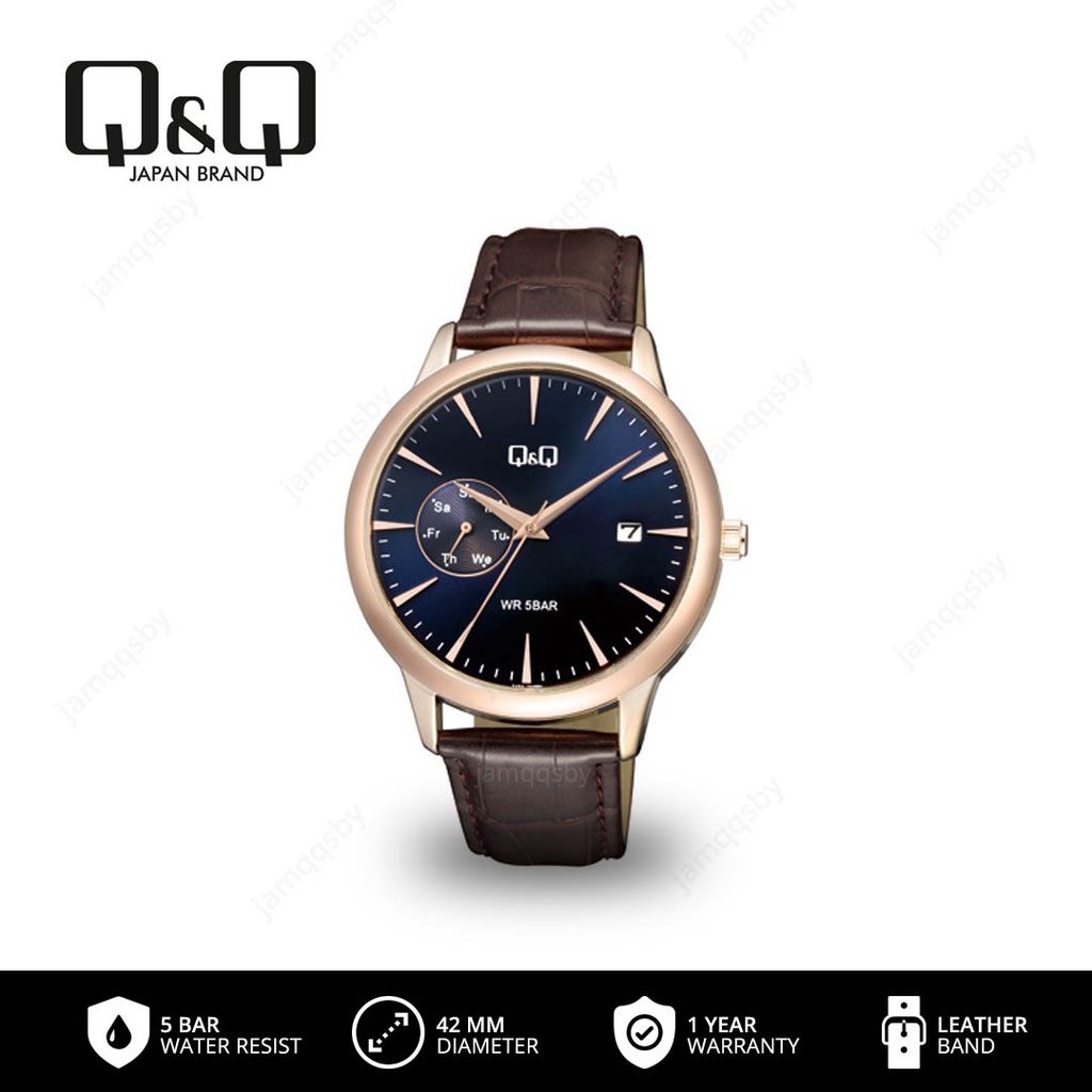 Q&Q QnQ QQ Jam Tangan Pria Fashion Analog Kulit  - A12 A12A Tahan Air 5 BAR