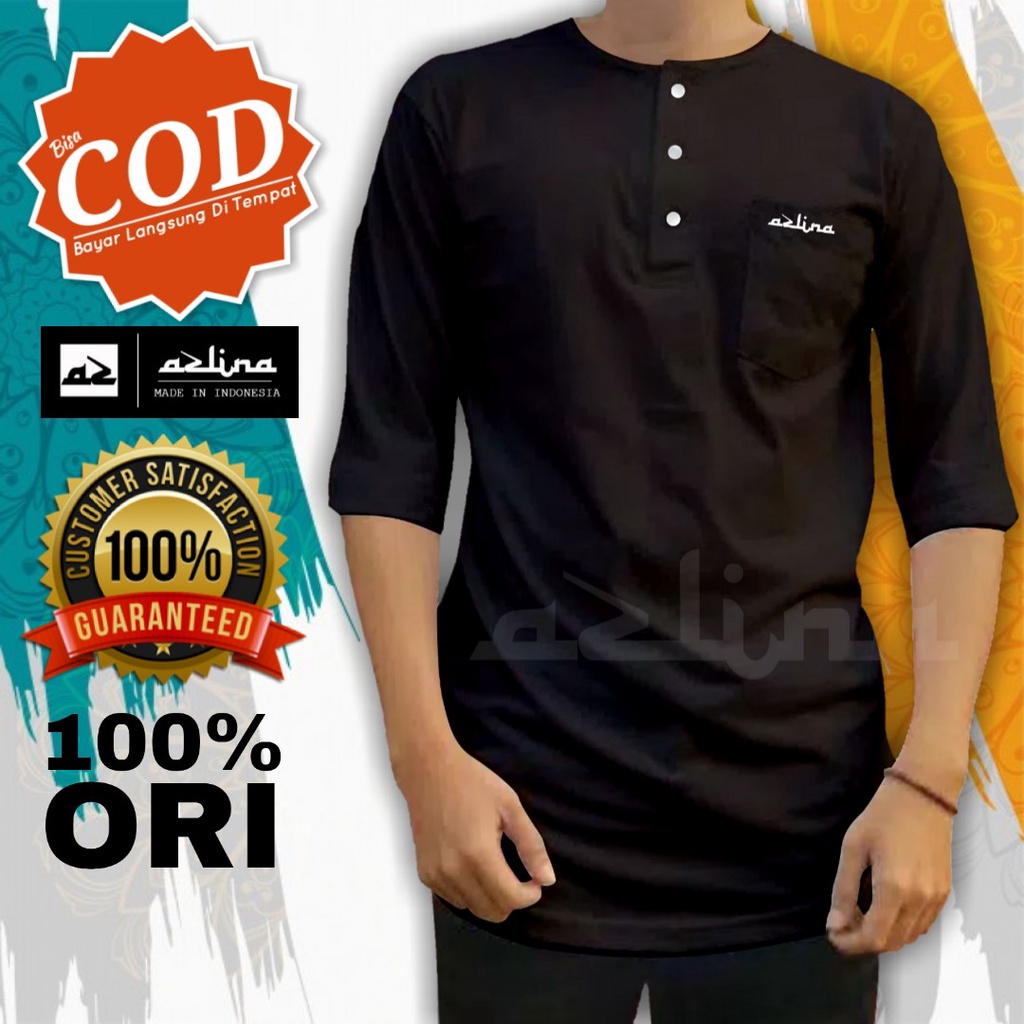 (COD) Baju Koko Kaos Kurta Pakistan Atasan Pria Muslim Dewasa Motif Polos Premium Cotton Combade 24S