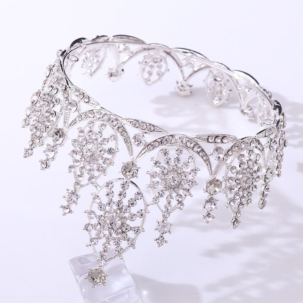 European Style Luxury Rhinestone Wedding Headdress Baroque Sun Flower Trumpet Bride Crown