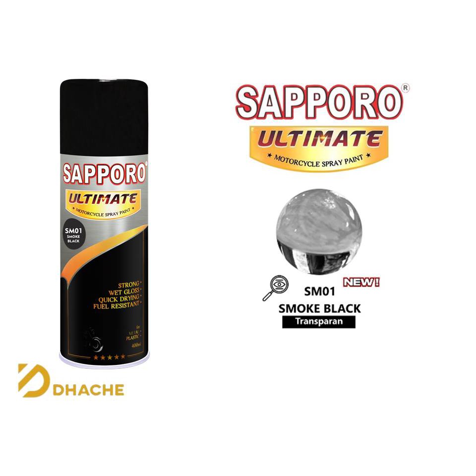 Cat Semprot Pilox Sapporo Ultimate SM01 Smoke Black 400cc Transparan Hitam lampu Pylox Candy Itam