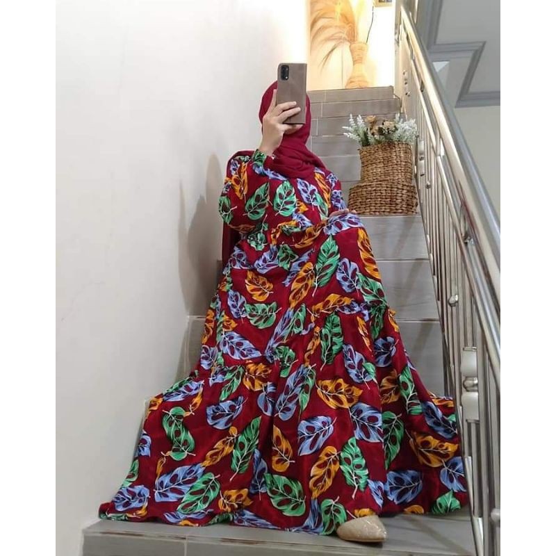 gamis sale delisa maxy ceruty daun flower gayatri mesita mareta