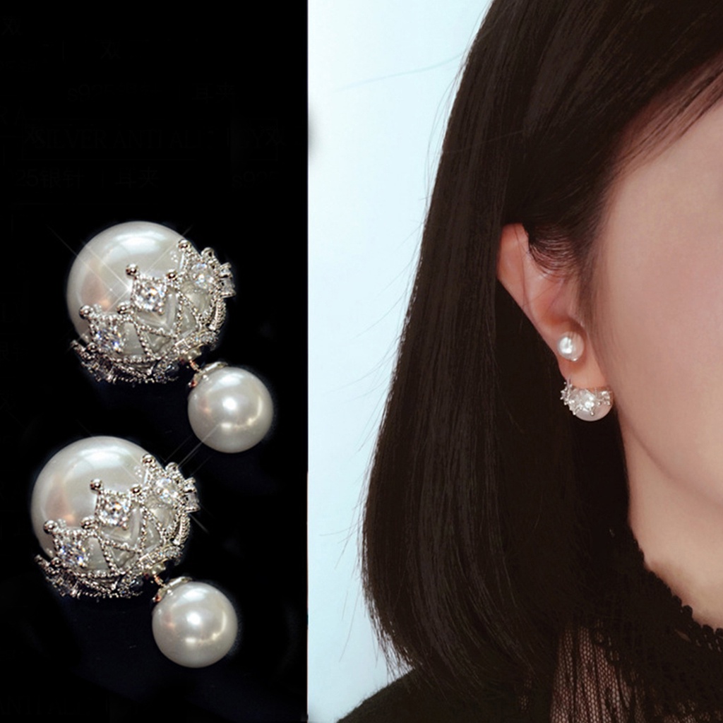 Anting Tusuk Gantung Wanita Desain Geometri Hias Mutiara Gaya Mewahromantis Untuk Pernikahan