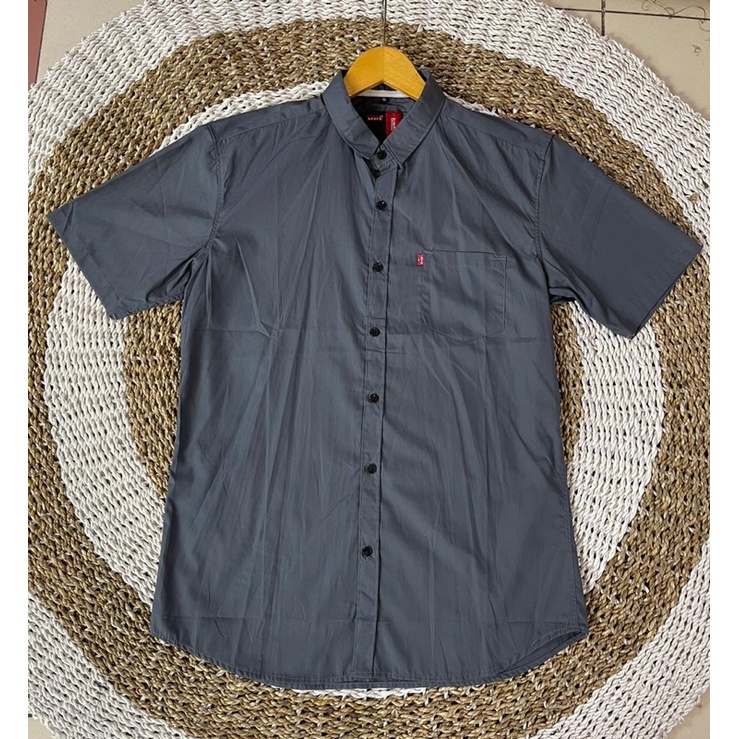 baju kemeja pria lengan pendek bahan katun 100% adem ngk panas