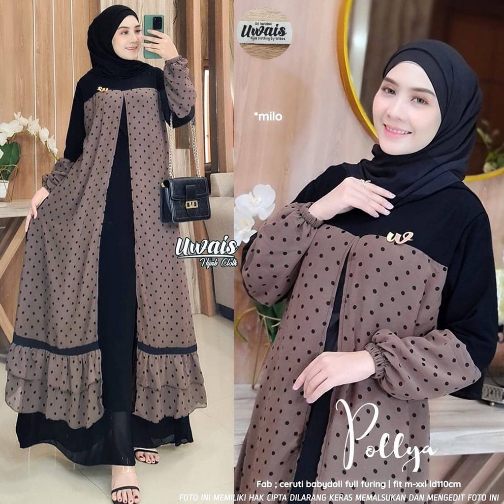 Dinara Maxy Gamis Ceruty Babydoll Pollya Maxy Original By Uwais Dress Muslim Jumbo Long Dress Pesta 
