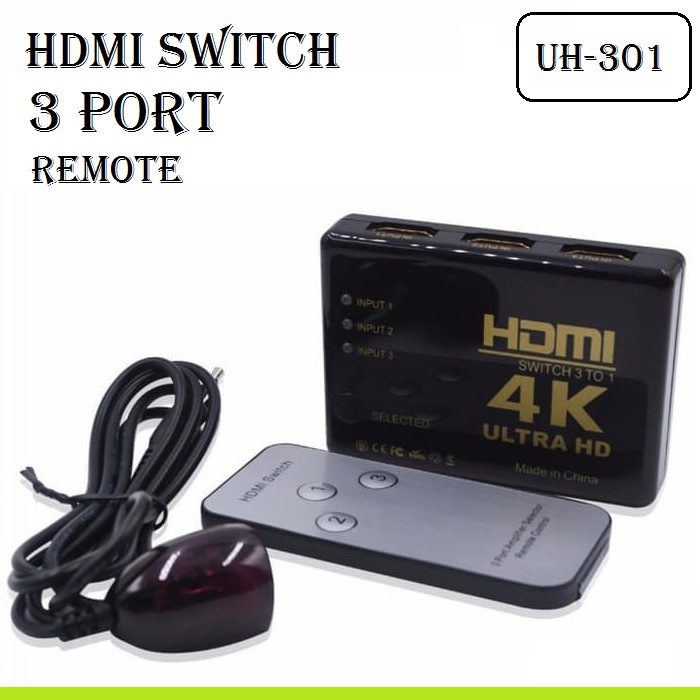 HDMI Switch 3 Port 4K Ultra HD with Remote