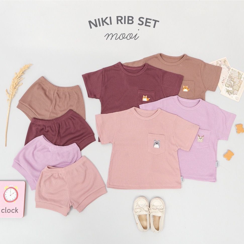 Mooi Niki Rib Set Setelan Anak Unisex - Mooi setelan anak