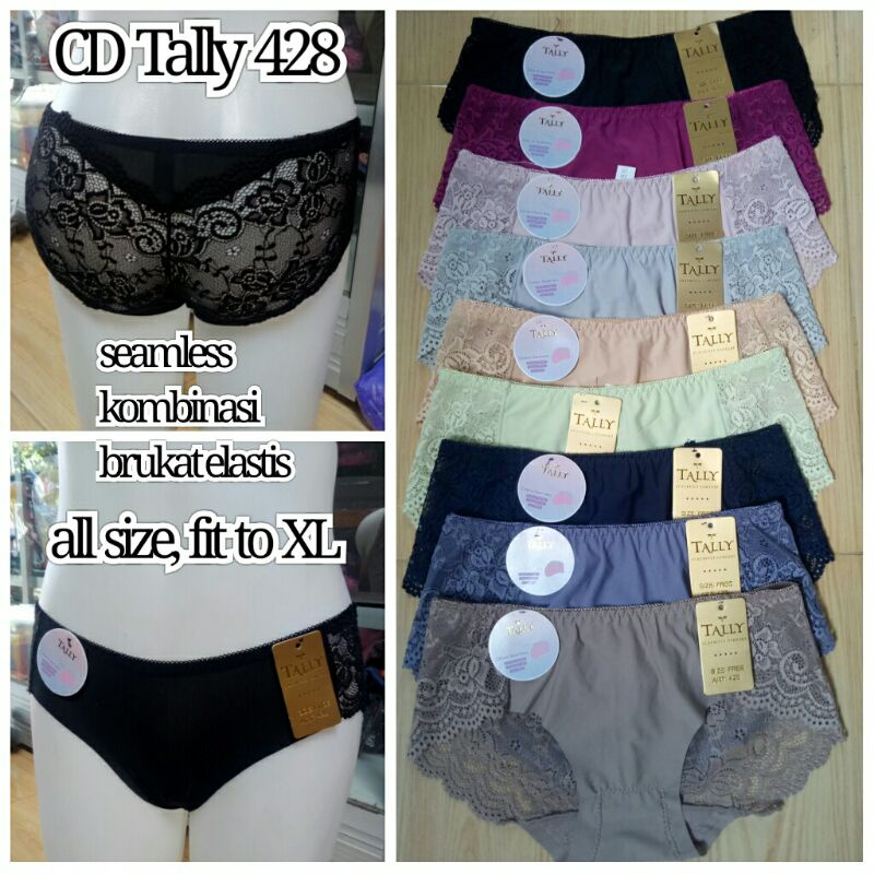 Celana dalam seamless renda tally 428 CD seamless non jahitan kombinasi brukat lembut elastis fit xl