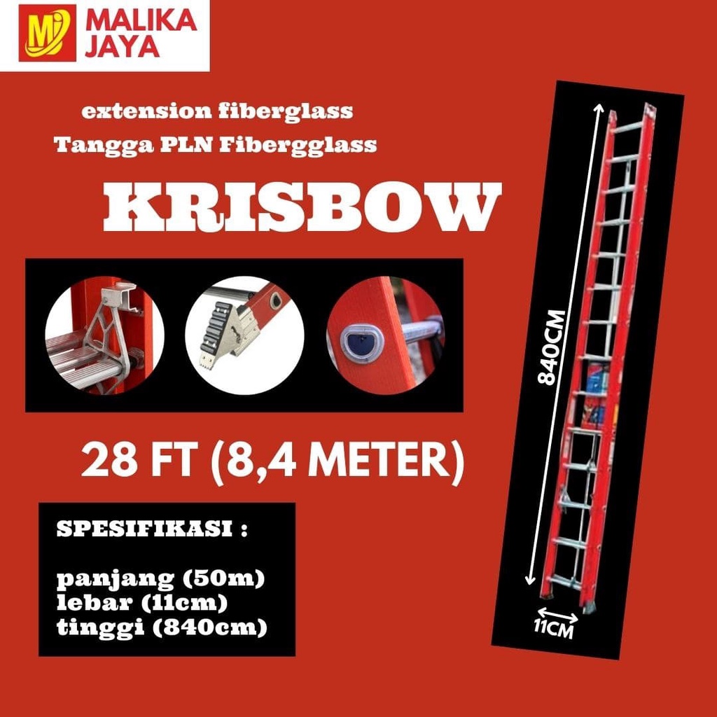 Tangga PLN Extension Fiberglass Krisbow 28FT | 8,4 Meter Sliding Sorong