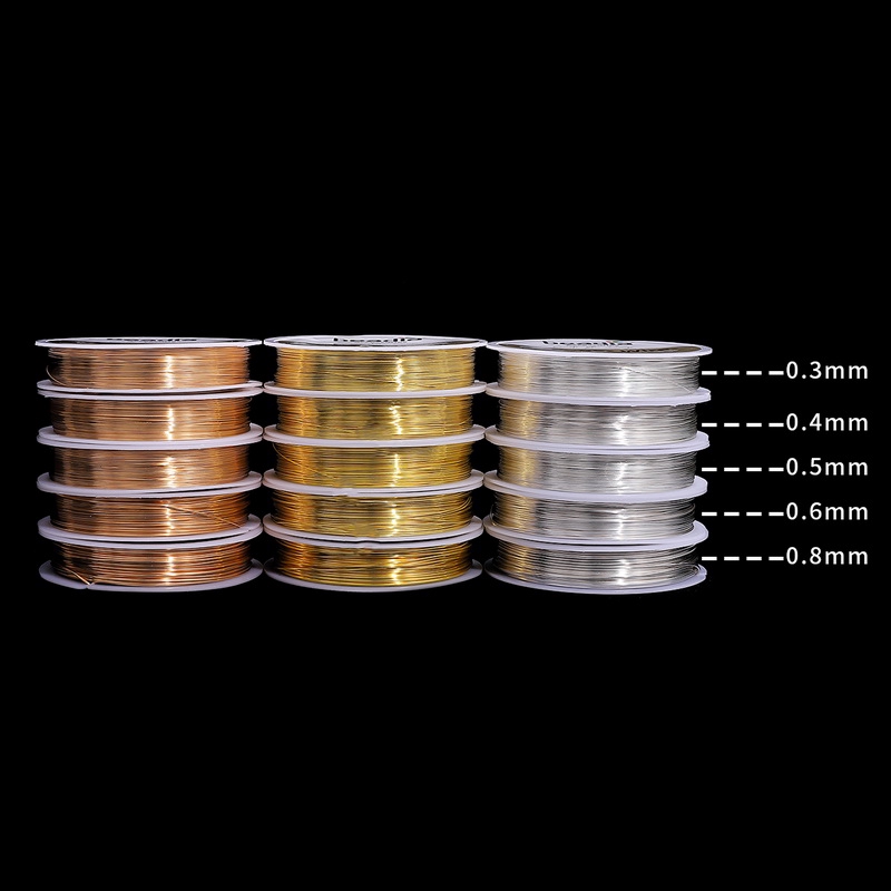 1 Roll Kawat Tembaga Silver / Gold / Kc Gold Bulat 20 Gage Untuk Membuat Perhiasan Diy
