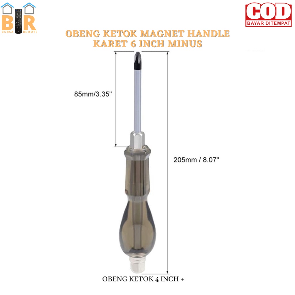 Obeng Ketok MAGNET HANDLE KARET 4inch  PLUSminus IMPACT SCREWDRIVER