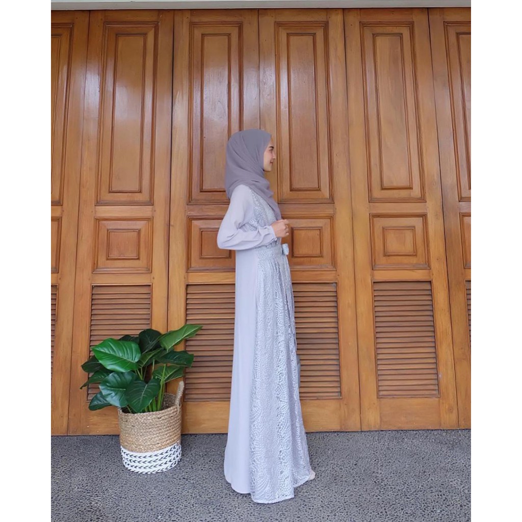 GAMIS BRUKAT ZAVINA DREES moscrepe mix brukat size S M L XL fashion muslim terbaru termurah&terlaris-4
