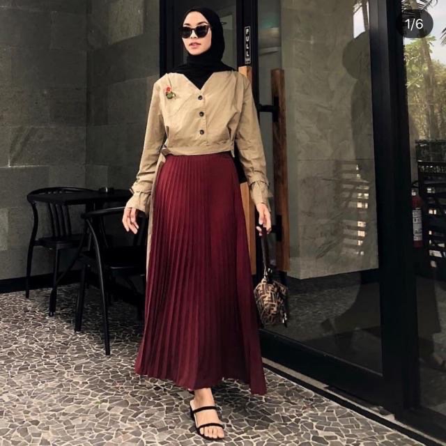 Rok Plisket Pleated Long Skirt - BAHAN PREMIUM