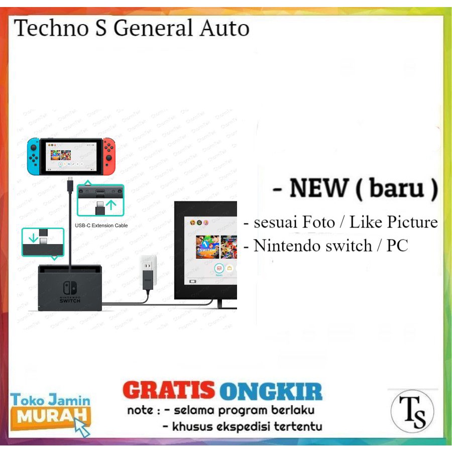 Kabel USB Type C Female ke USB Male Nintendo Switch / PC / HP