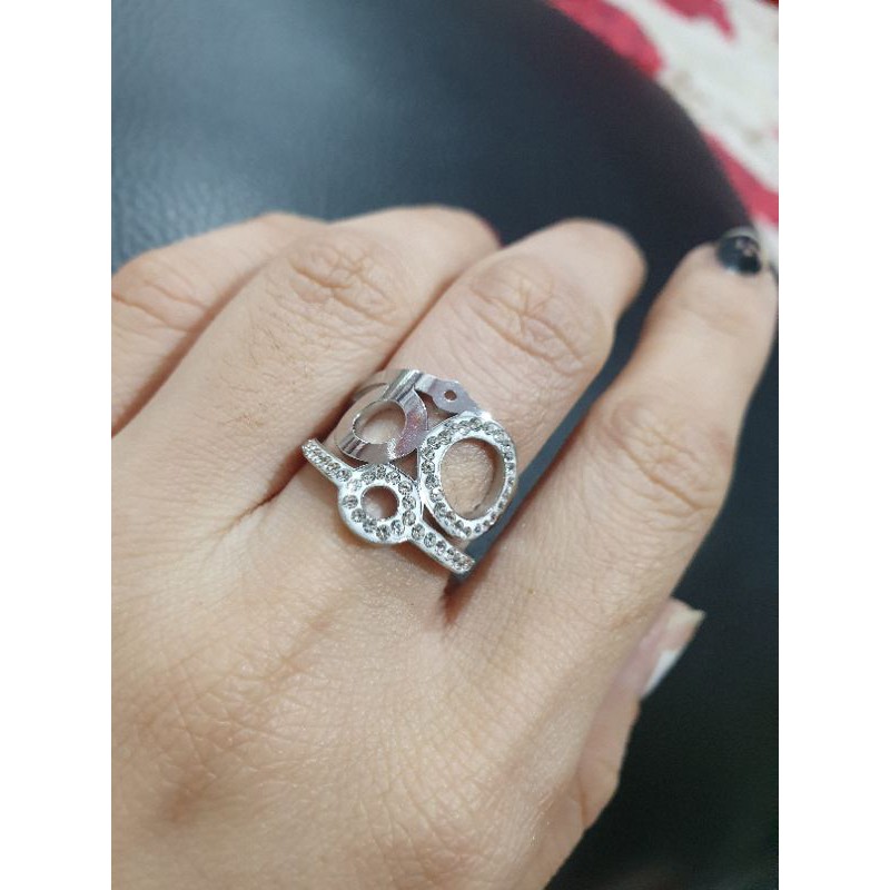 Promo Cincin Titanium Silver Premium anti karat cincin Zircon stainless steel 01 bahan Titanium All size