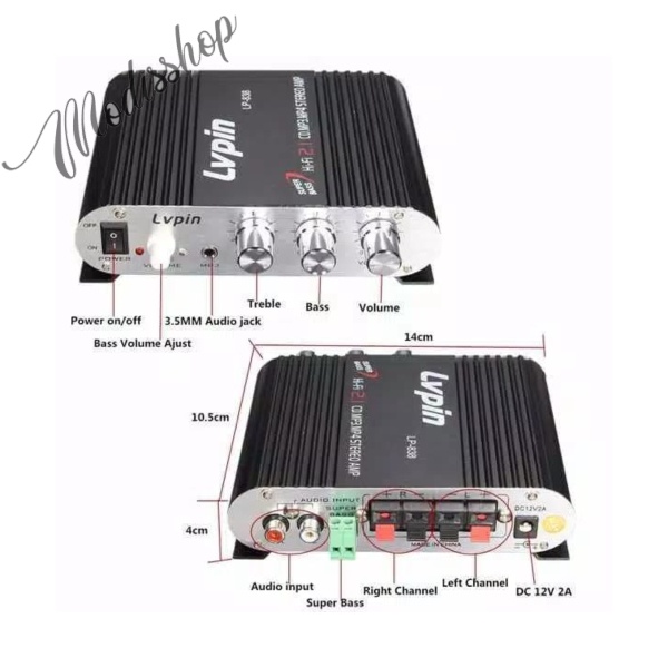 AMPLIFIER MINI 200W RMS MINI HI-FI 2.1 UNTUK MOBIL - MOTOR - RUMAH