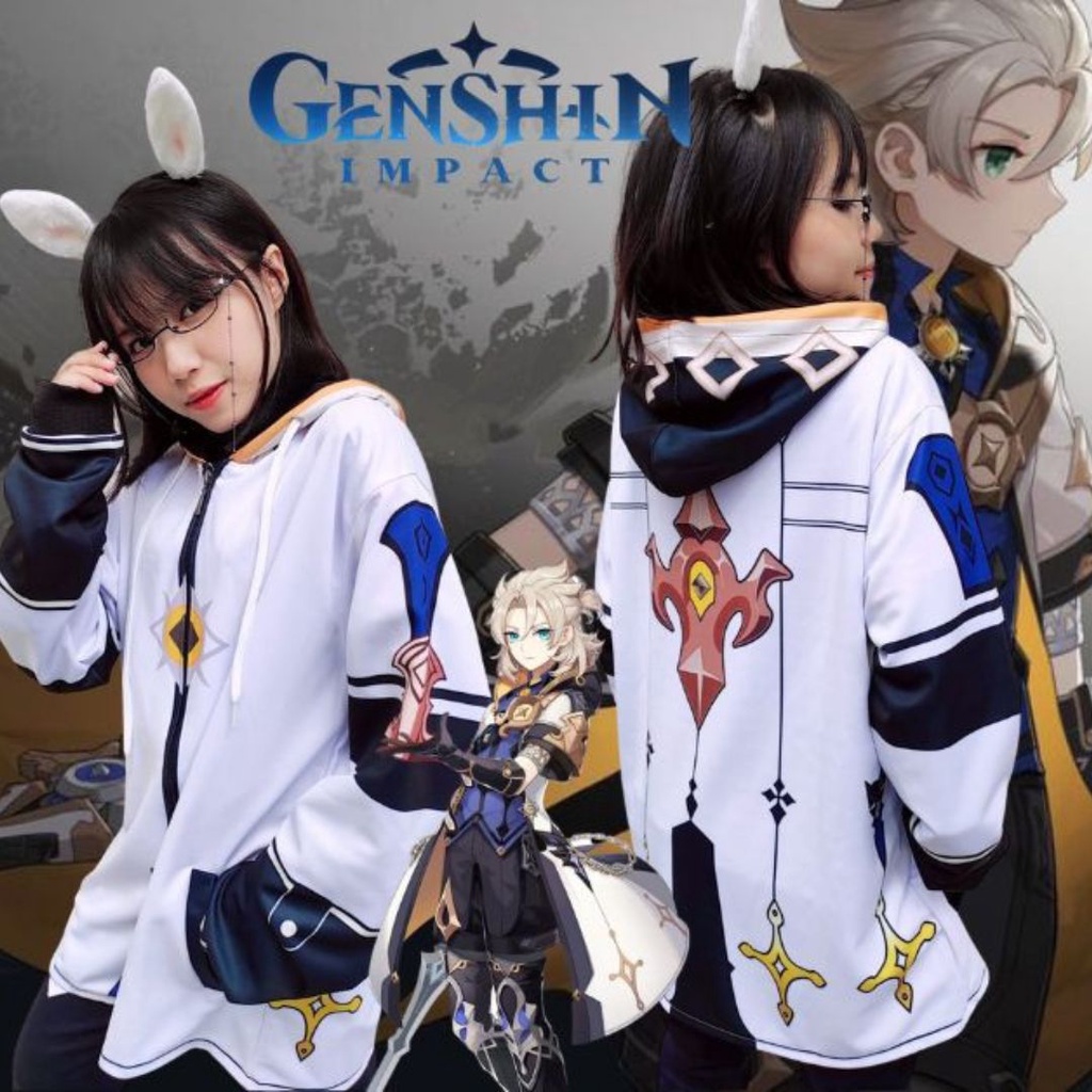 【AiVii】JAKET HOODIE ALBEDO GENSHIN IMPACT UNISEX PRIA WANITA