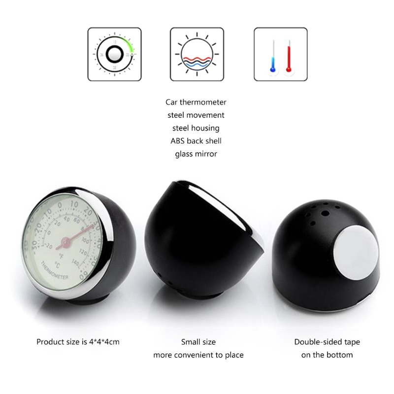 Termometer Stick-on Bentuk Bulat Ukuran Kecil ℃/ °F Display Untuk Mobil